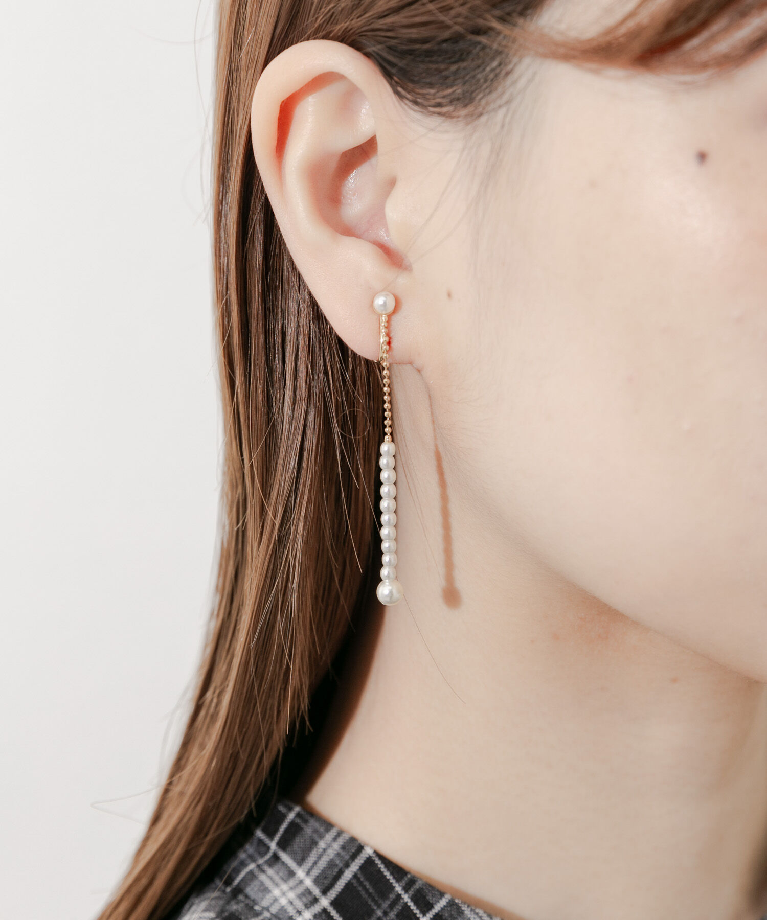 SMELLY「パールラインロングチェーンイヤリング」|イヤリング|