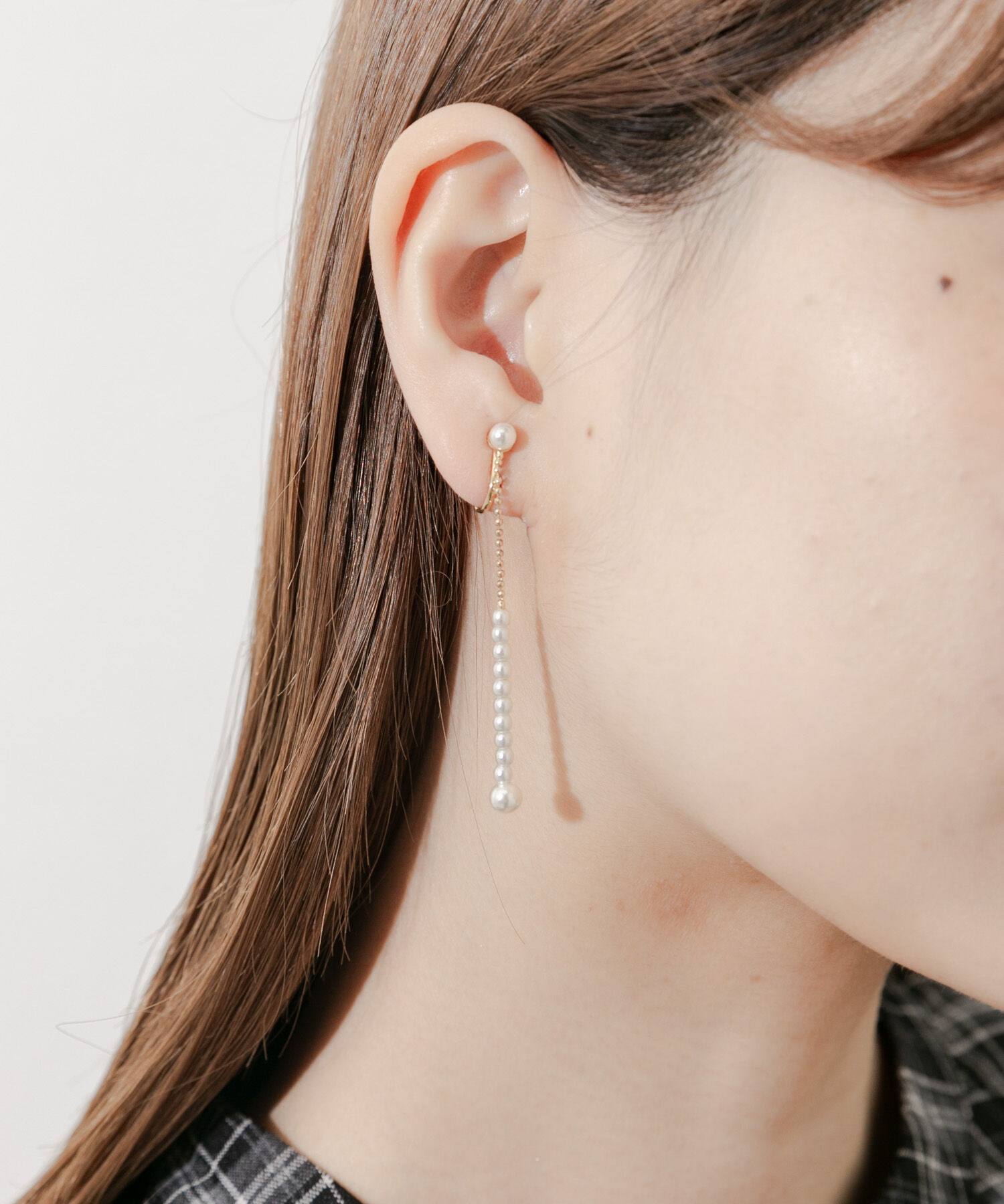 SMELLY「パールラインロングチェーンイヤリング」|イヤリング|