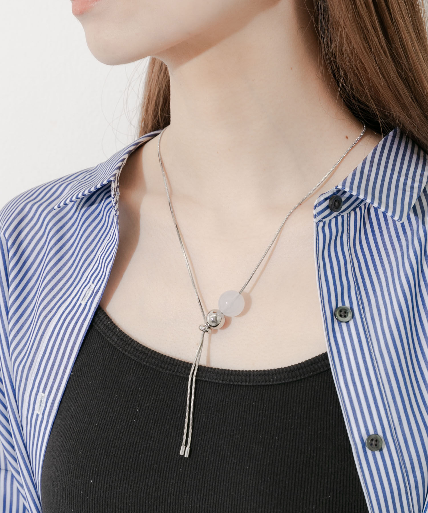 SMELLY「ダブルボールトップスライドネックレス」|ネックレス|