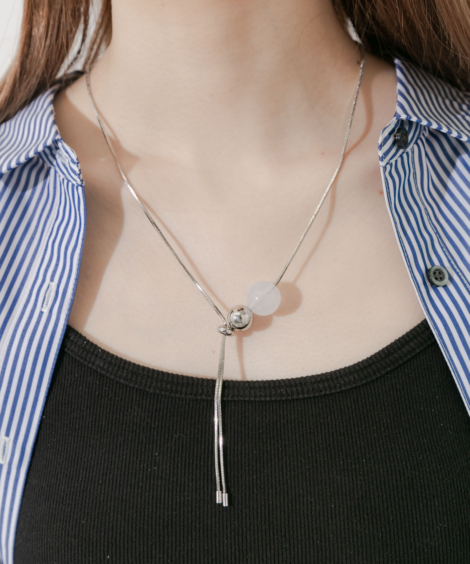 SMELLY「ダブルボールトップスライドネックレス」|ネックレス|