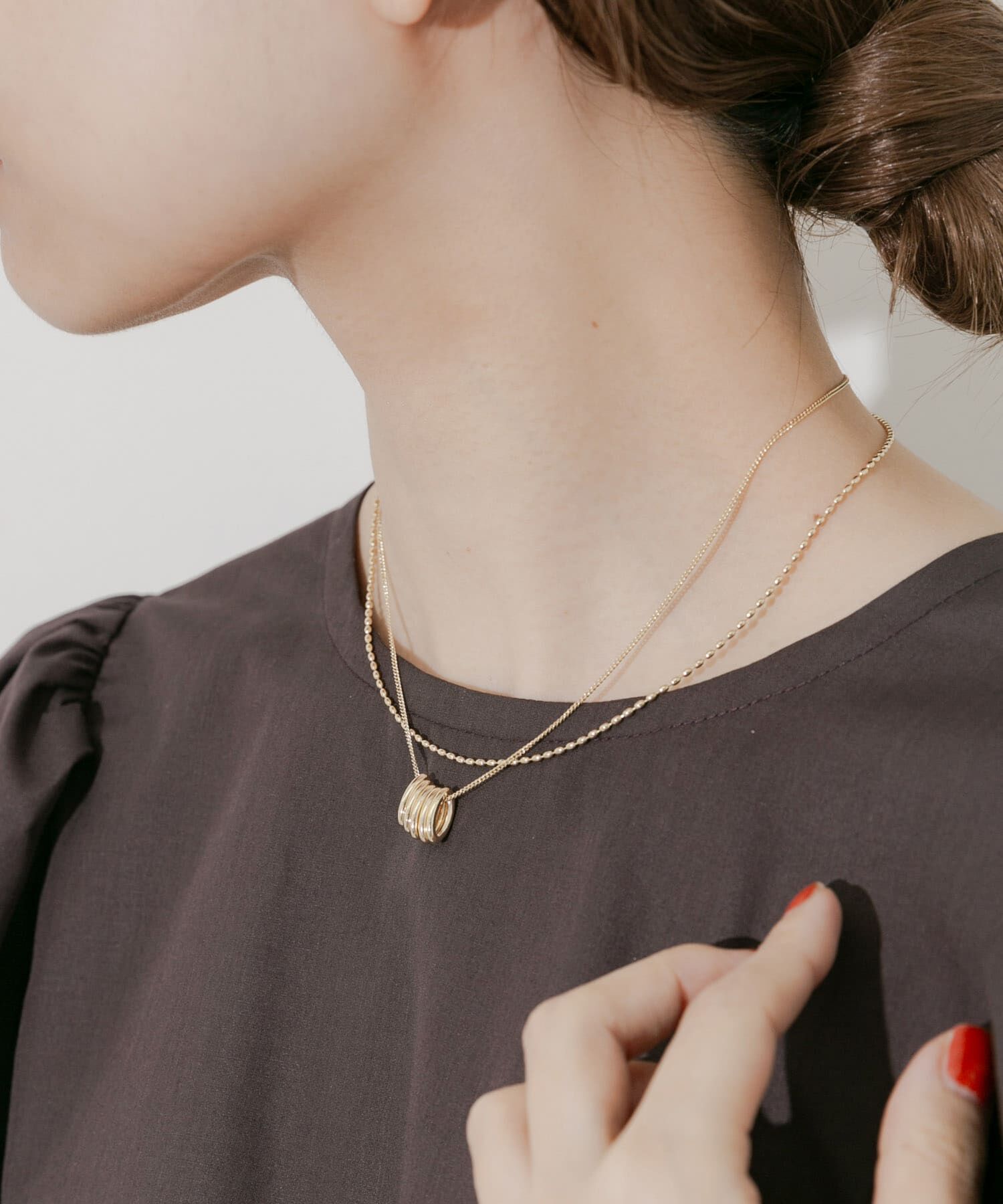 SMELLY「オーバルフープチャーム2セットネックレス」|ネックレス|