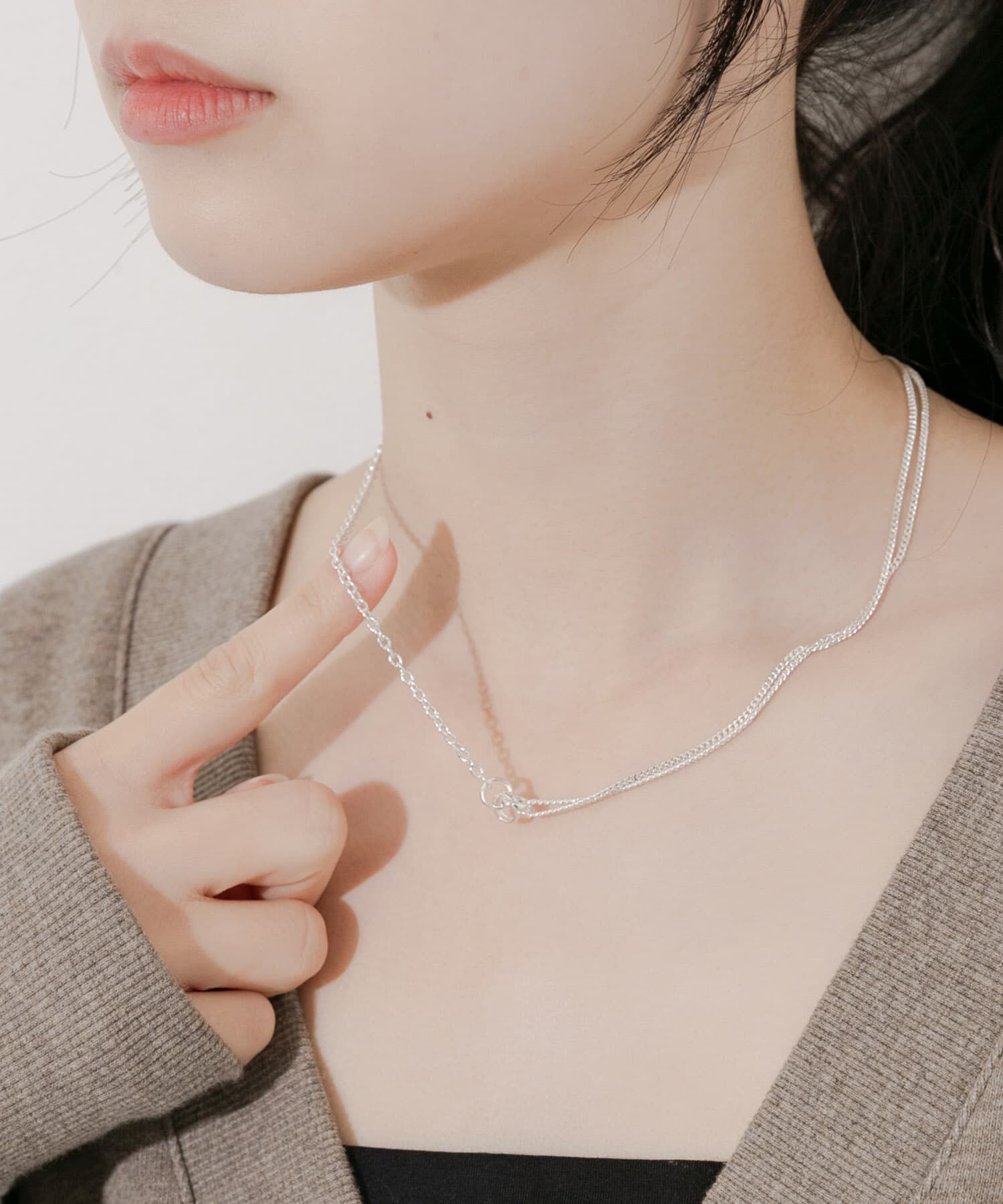 SMELLY「トリプルリングチェーンコンビネックレス」|ネックレス|