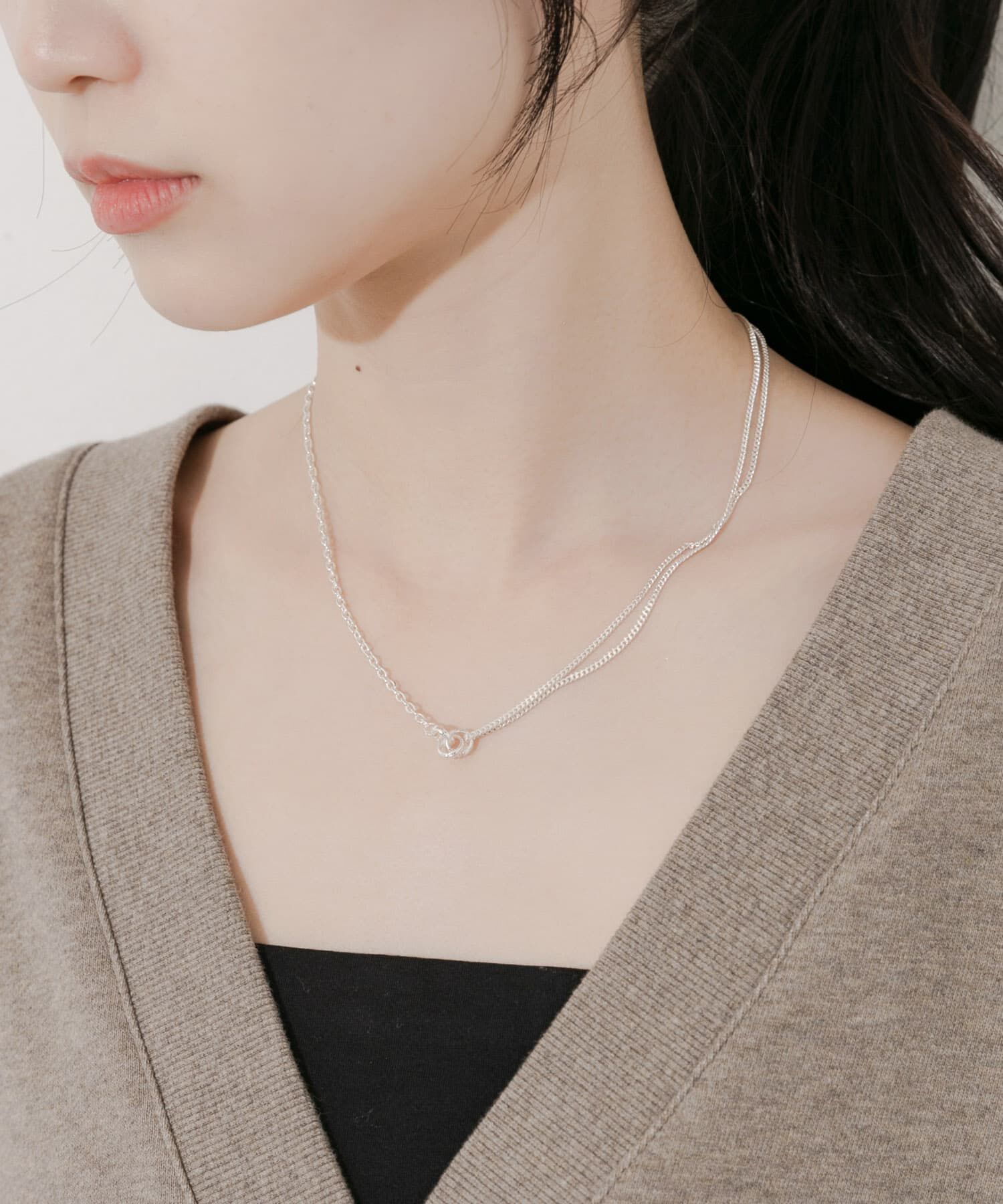 SMELLY「トリプルリングチェーンコンビネックレス」|ネックレス|