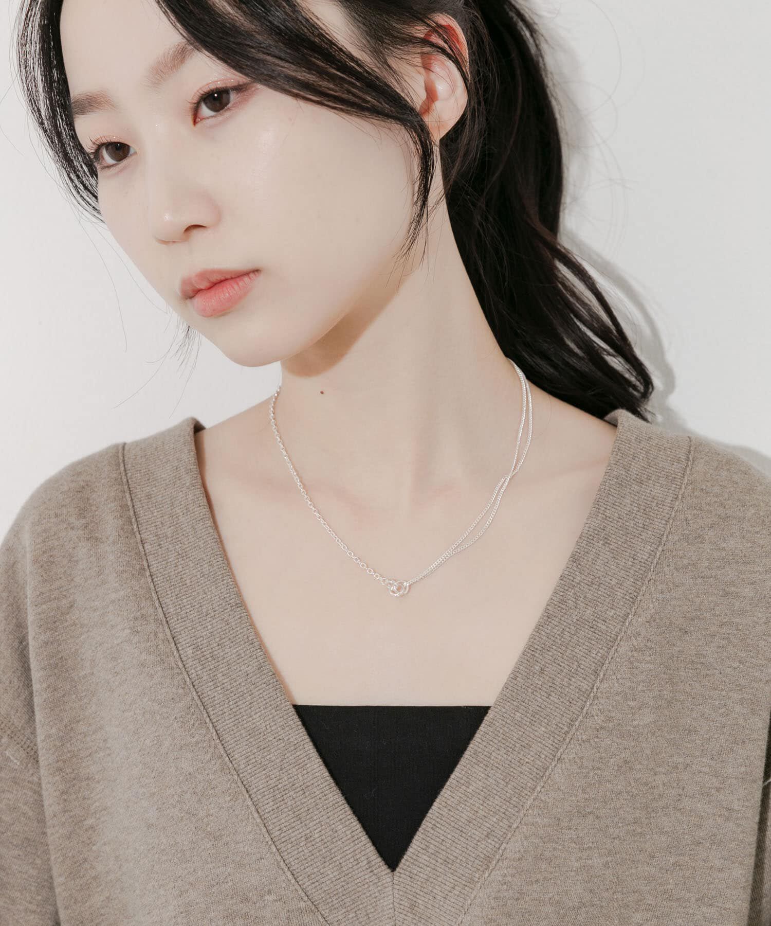 SMELLY「トリプルリングチェーンコンビネックレス」|ネックレス|