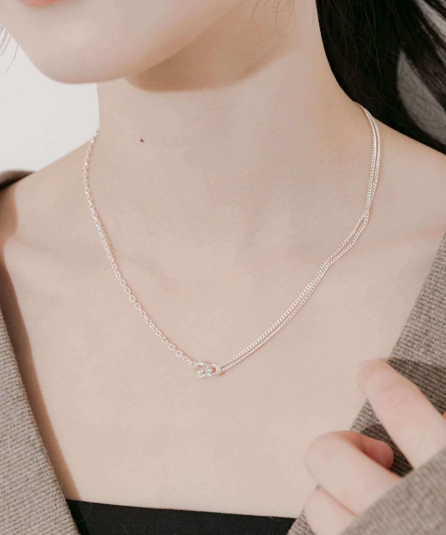 SMELLY「トリプルリングチェーンコンビネックレス」|ネックレス|