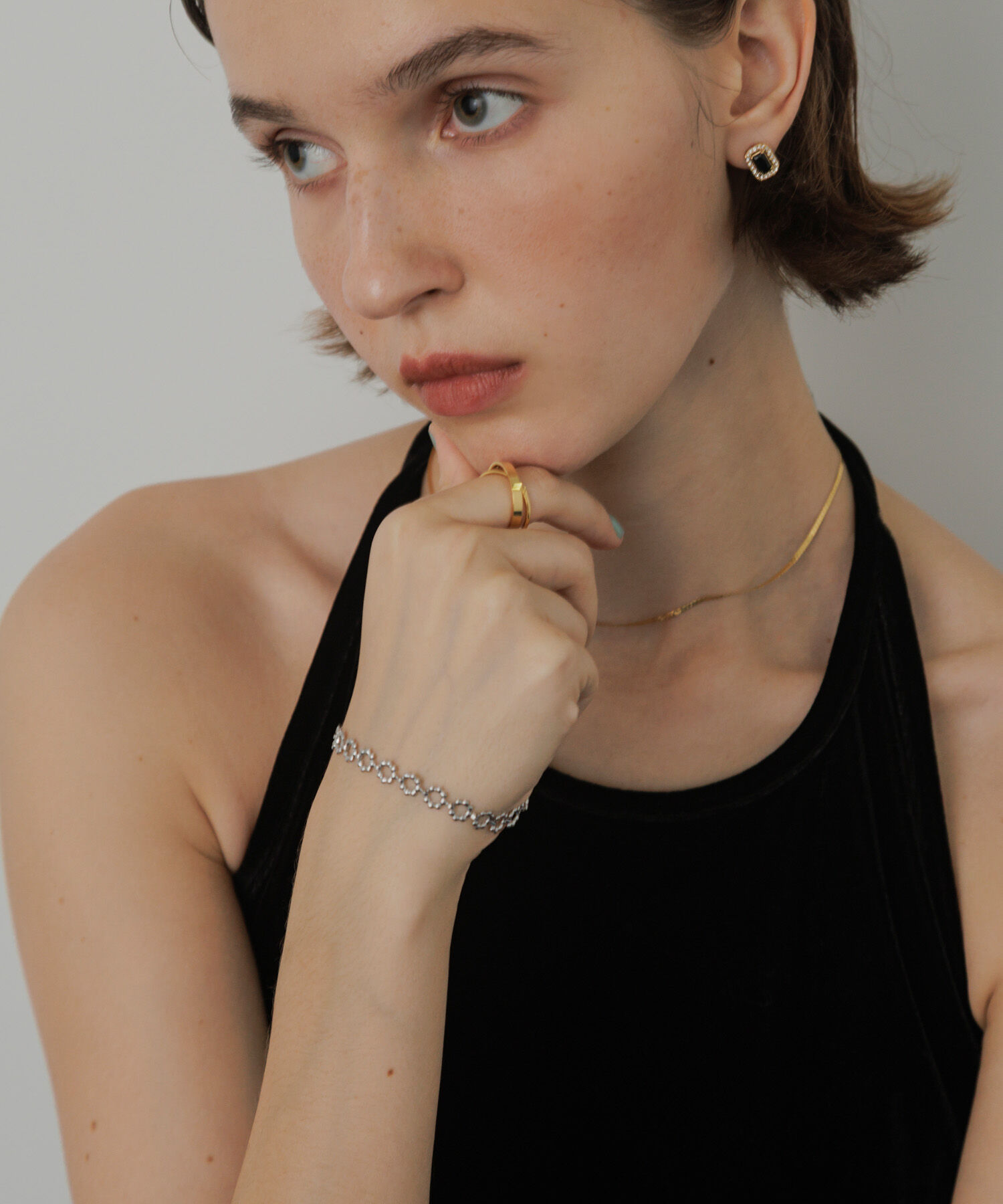 SMELLY「ステンレスフラワーチェーンブレスレット」|ブレスレット・バングル|