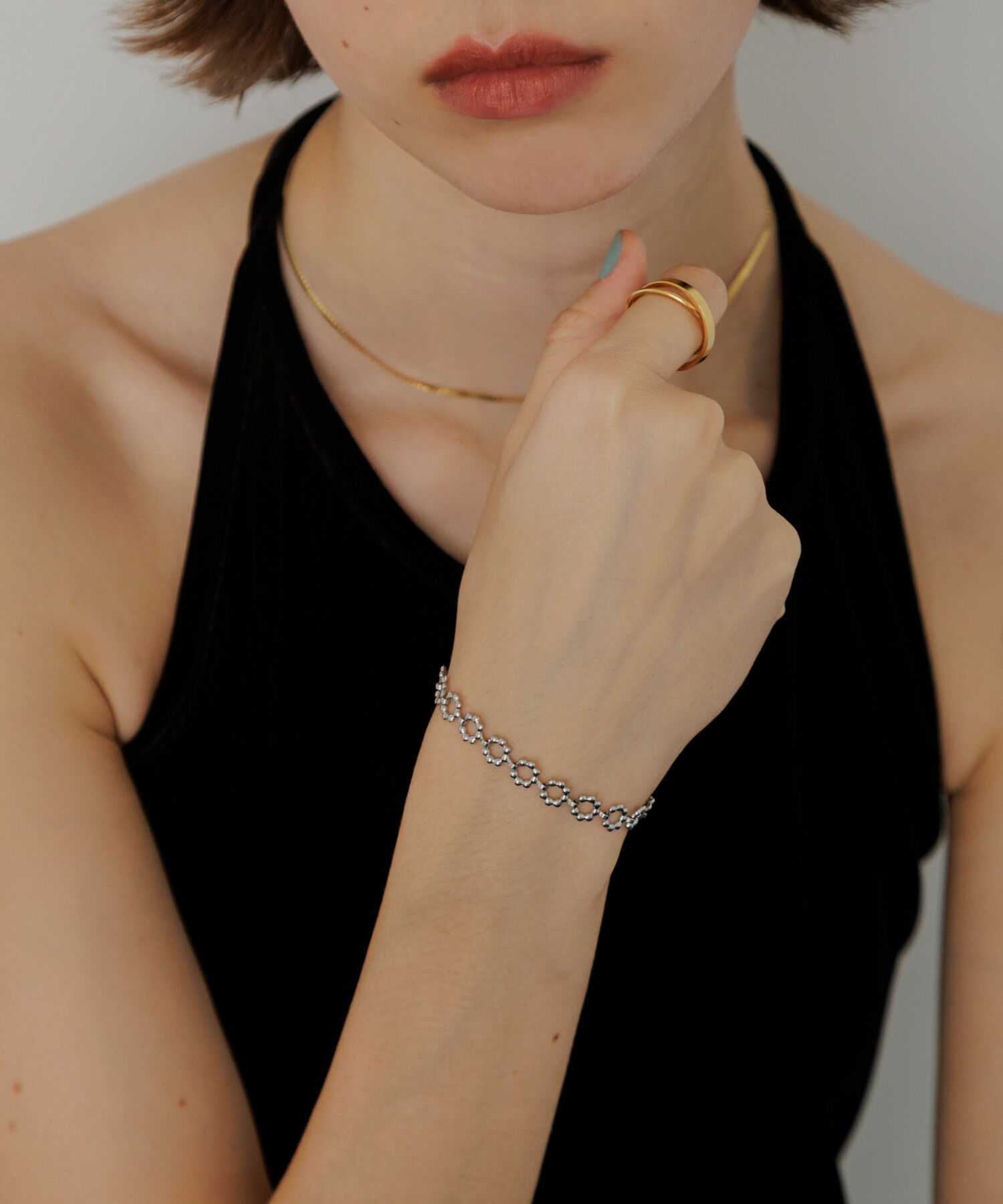 SMELLY「ステンレスフラワーチェーンブレスレット」|ブレスレット・バングル|