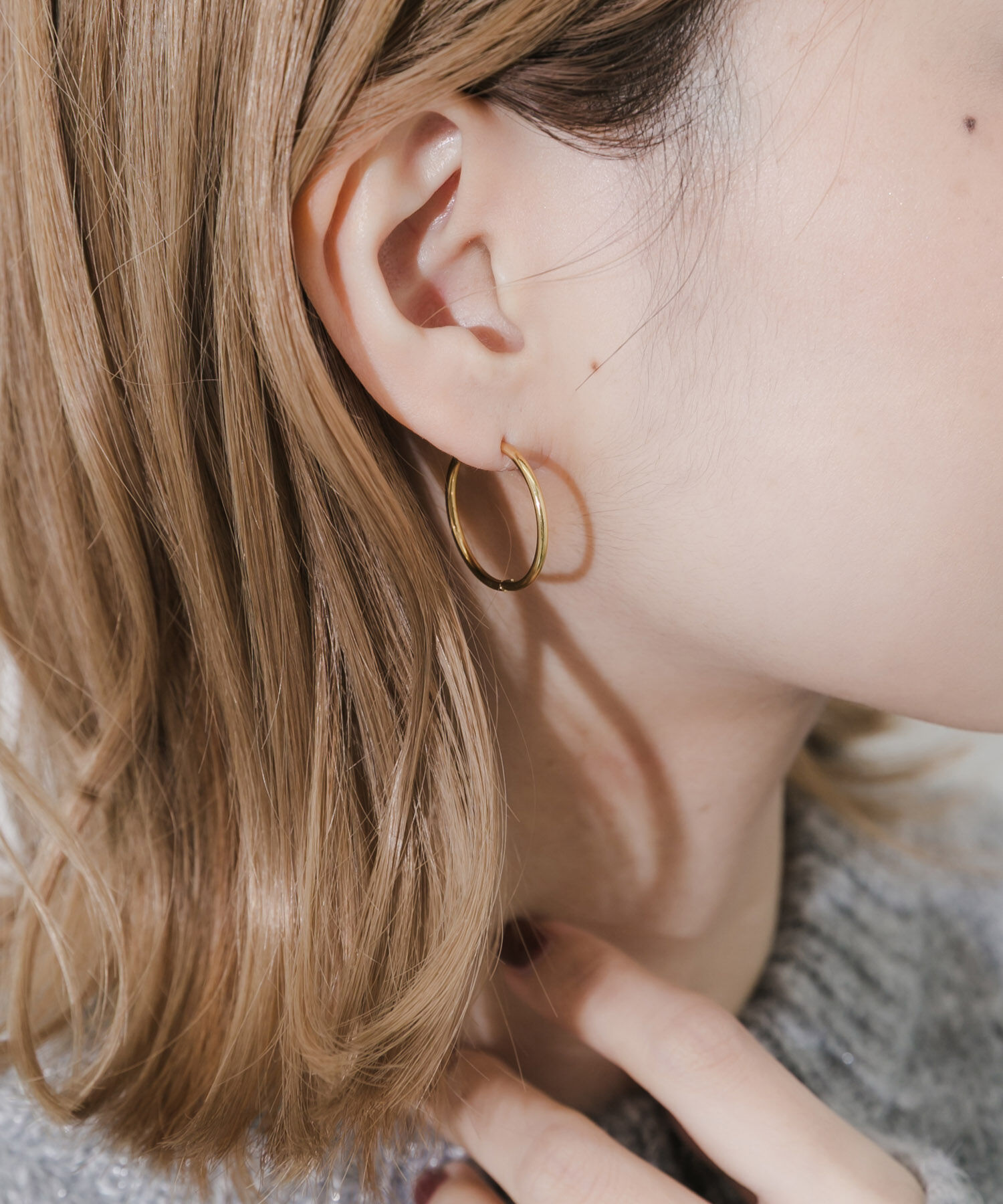 SMELLY「ステンレスフープピアス20mm」|ピアス|ゴールド