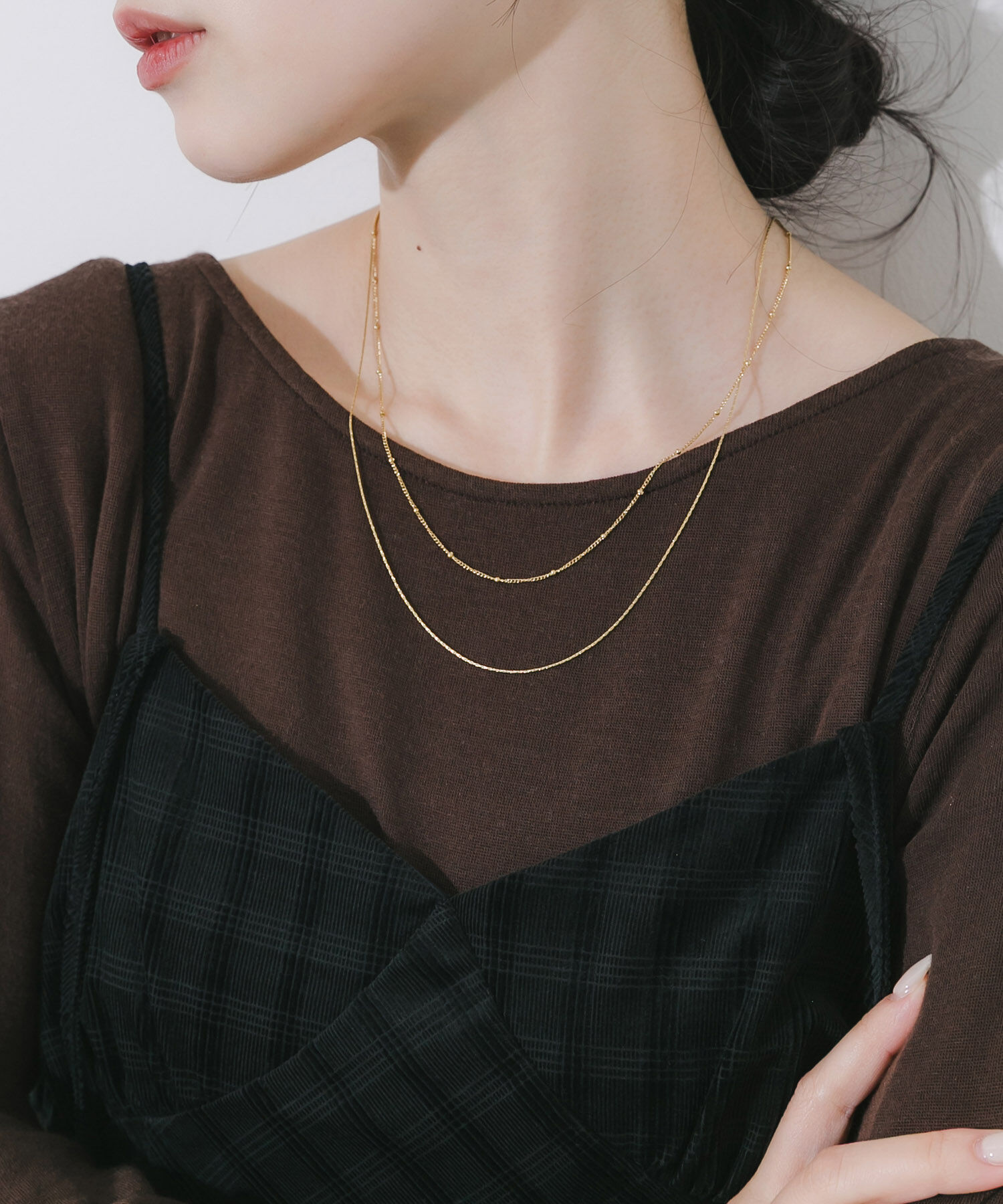 SMELLY「ステンレススリムチェーンレイヤードネックレス」|ネックレス|