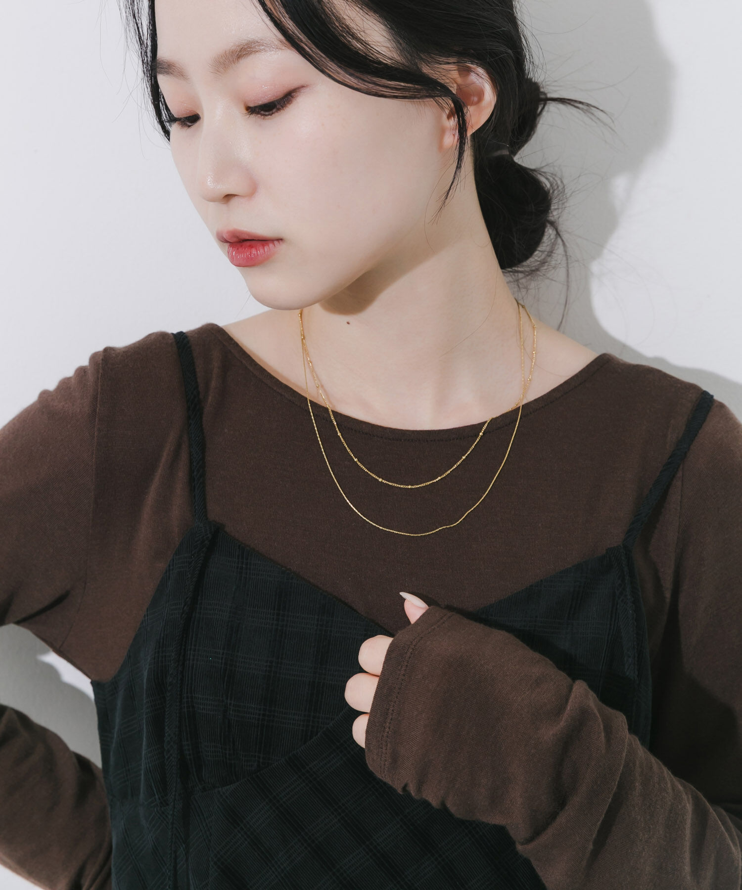 SMELLY「ステンレススリムチェーンレイヤードネックレス」|ネックレス|