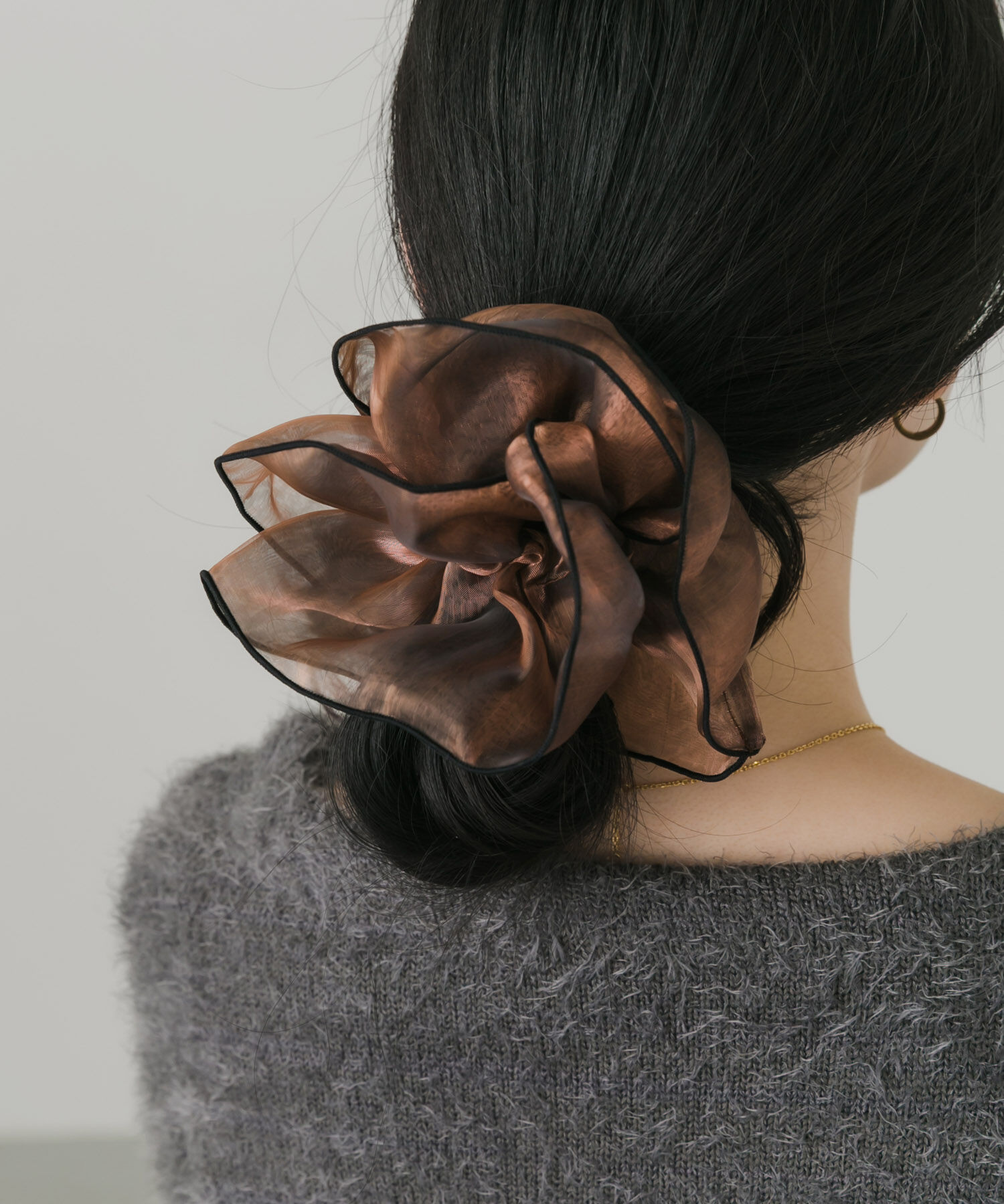 SMELLY「バイカラーシアーボリュームシュシュ」|ヘアゴム・シュシュ|