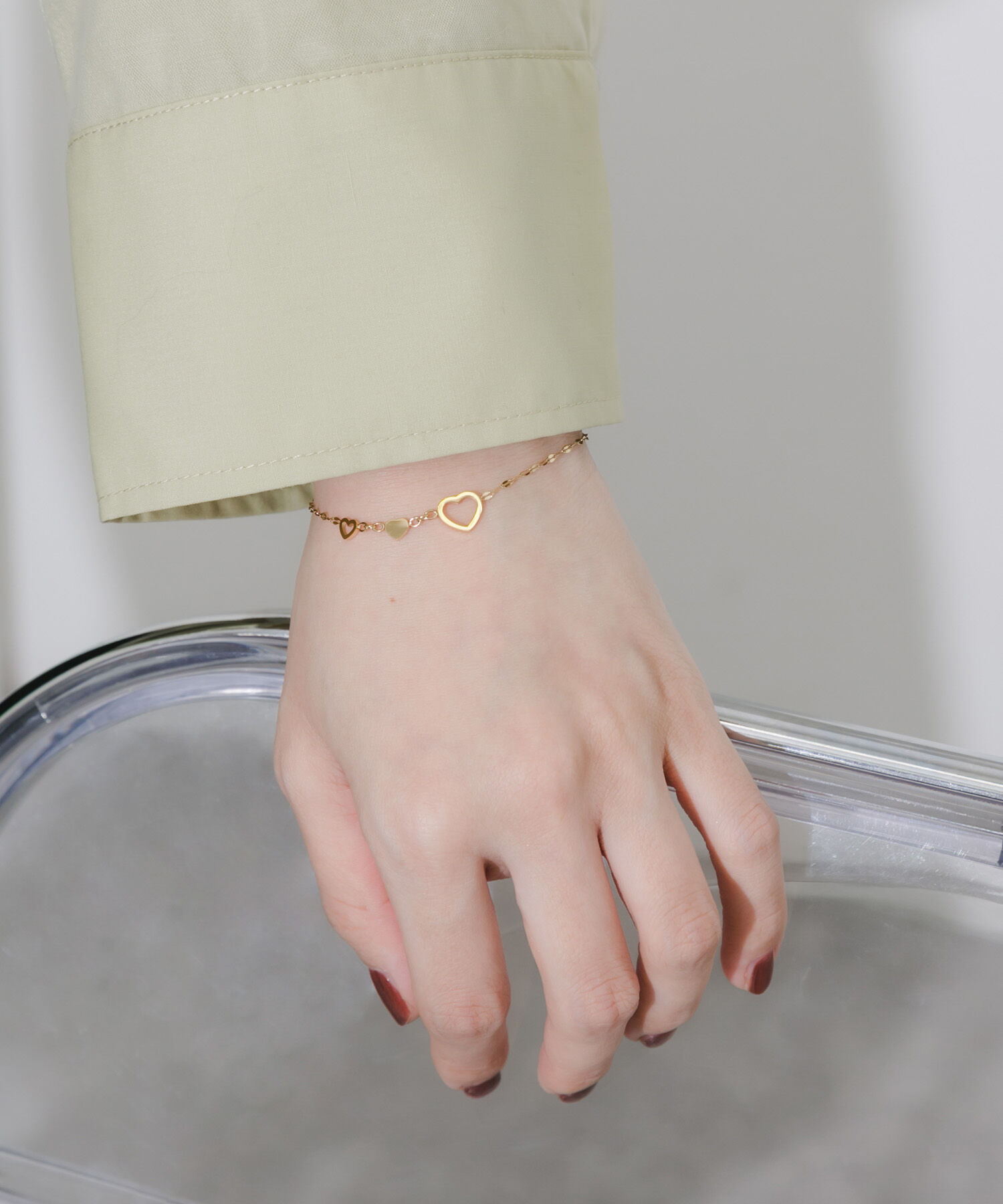 SMELLY「ステンレストリプルハートチェーンブレスレット」|ブレスレット・バングル|