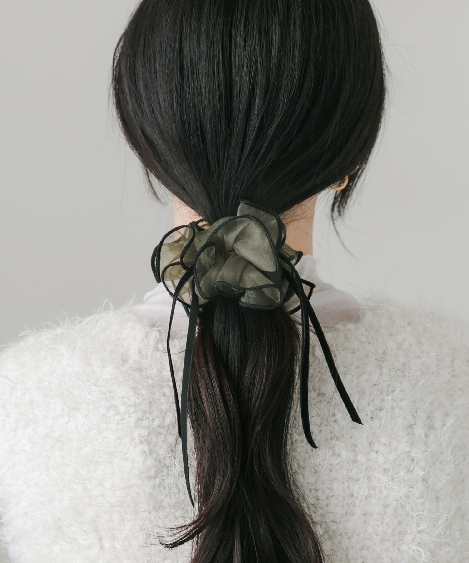 SMELLY「ベロアリボンシアーヘアカフ」|その他|カーキ