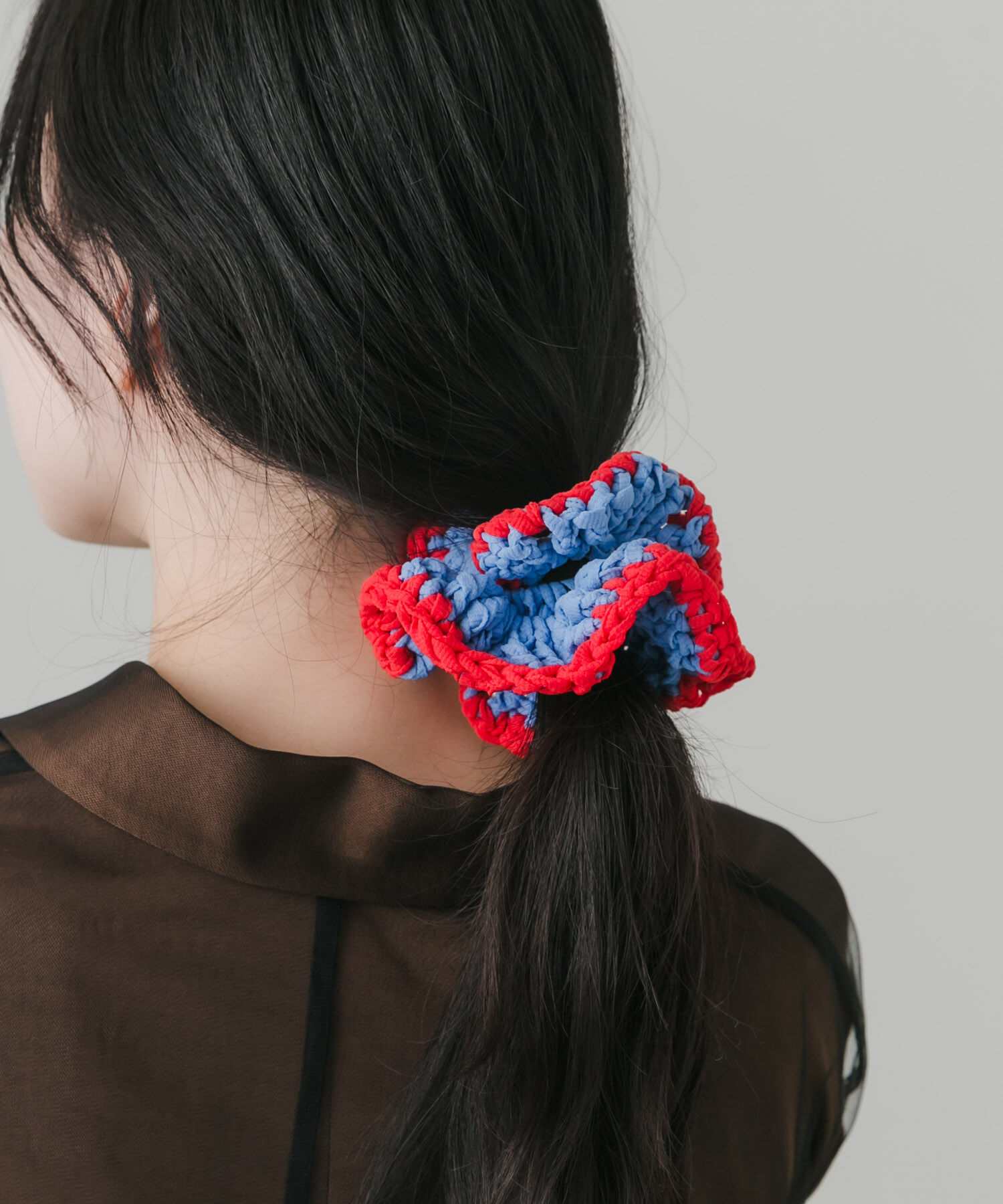 SMELLY「バイカラーニットシュシュ」|ヘアゴム・シュシュ|