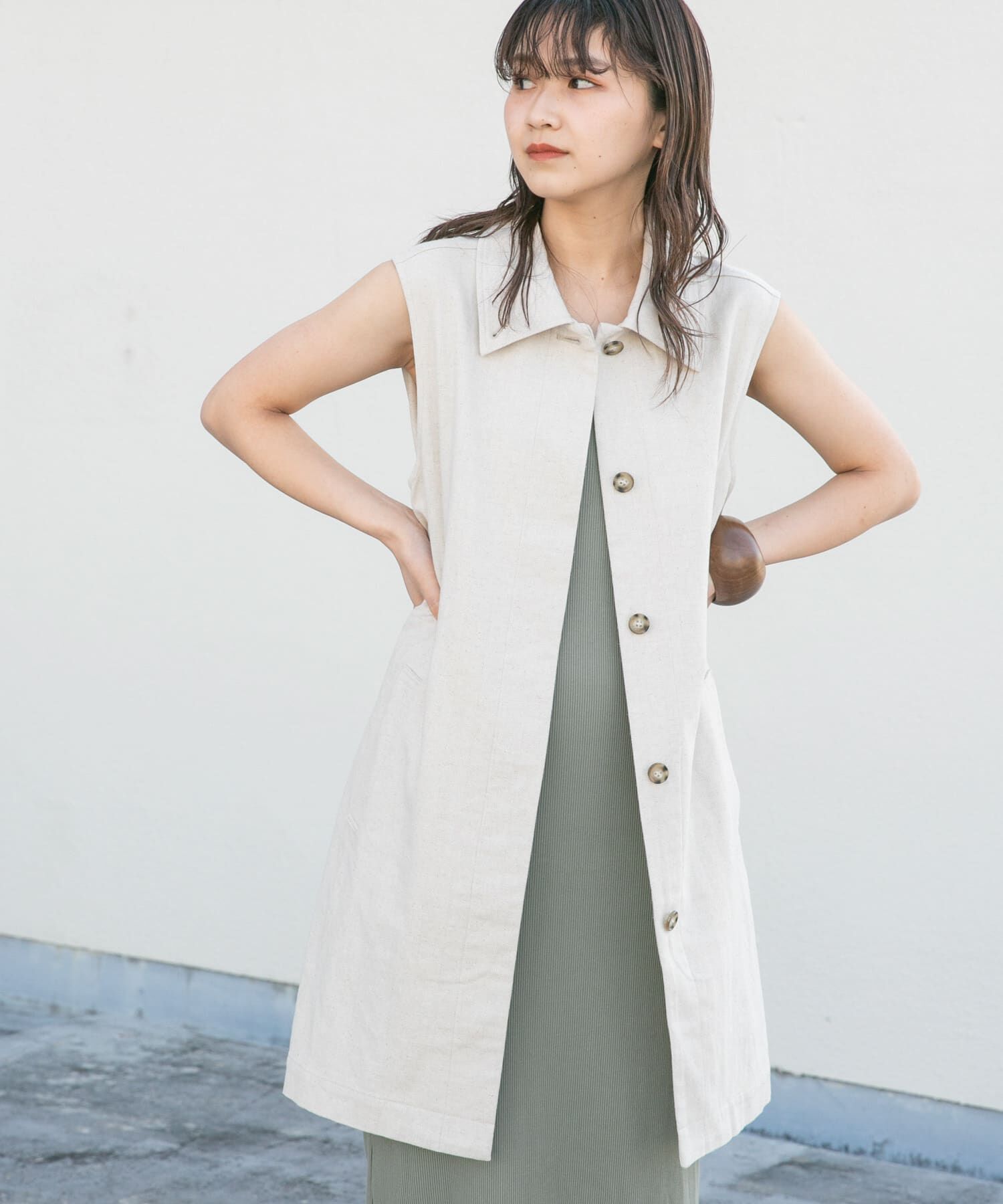  「3WAYミドルコート」|ノーカラーコート|