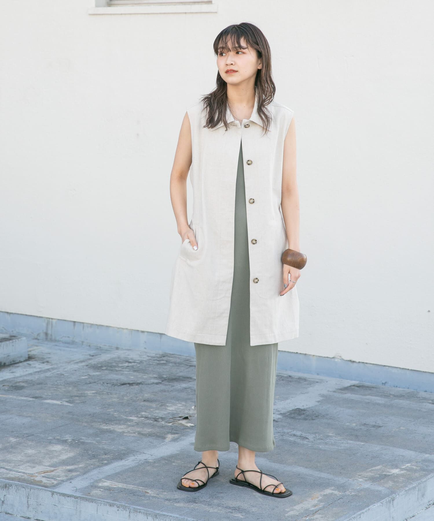  「3WAYミドルコート」|ノーカラーコート|