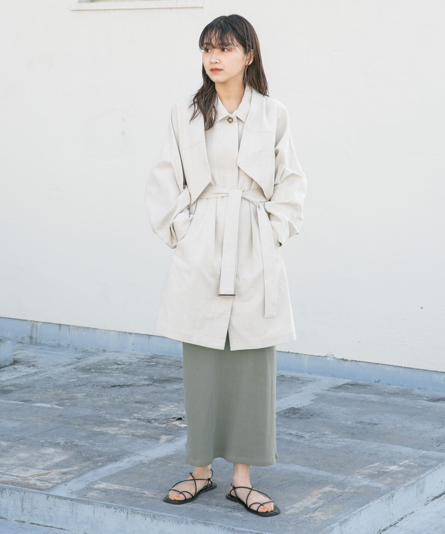  「3WAYミドルコート」|ノーカラーコート|