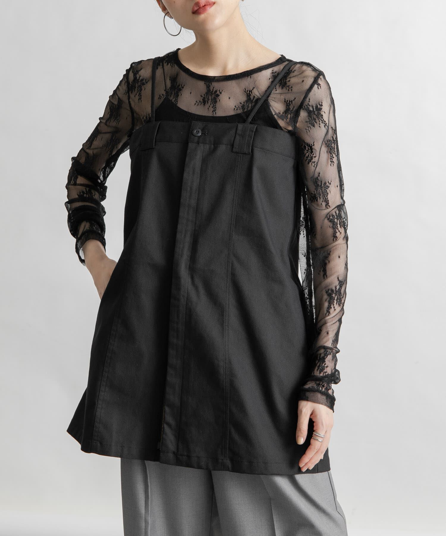  「フロントZIPミニワンピース」|ワンピース|