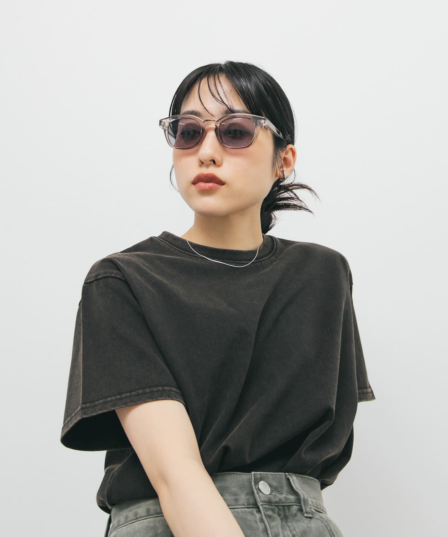  「ウェリントンフレームサングラス」|メガネ|グレー系その他