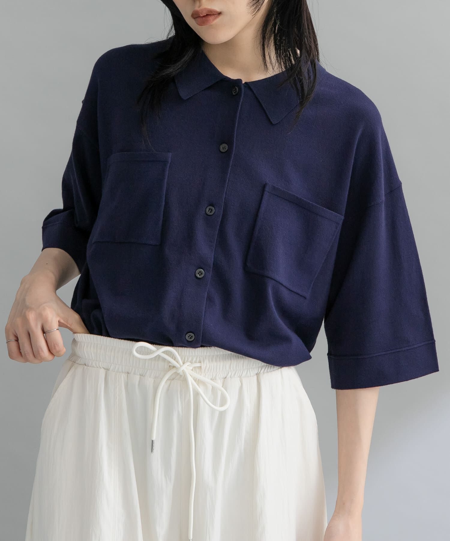  「『WEB限定』ルーズシルエットニットシャツ」|ニット・セーター|