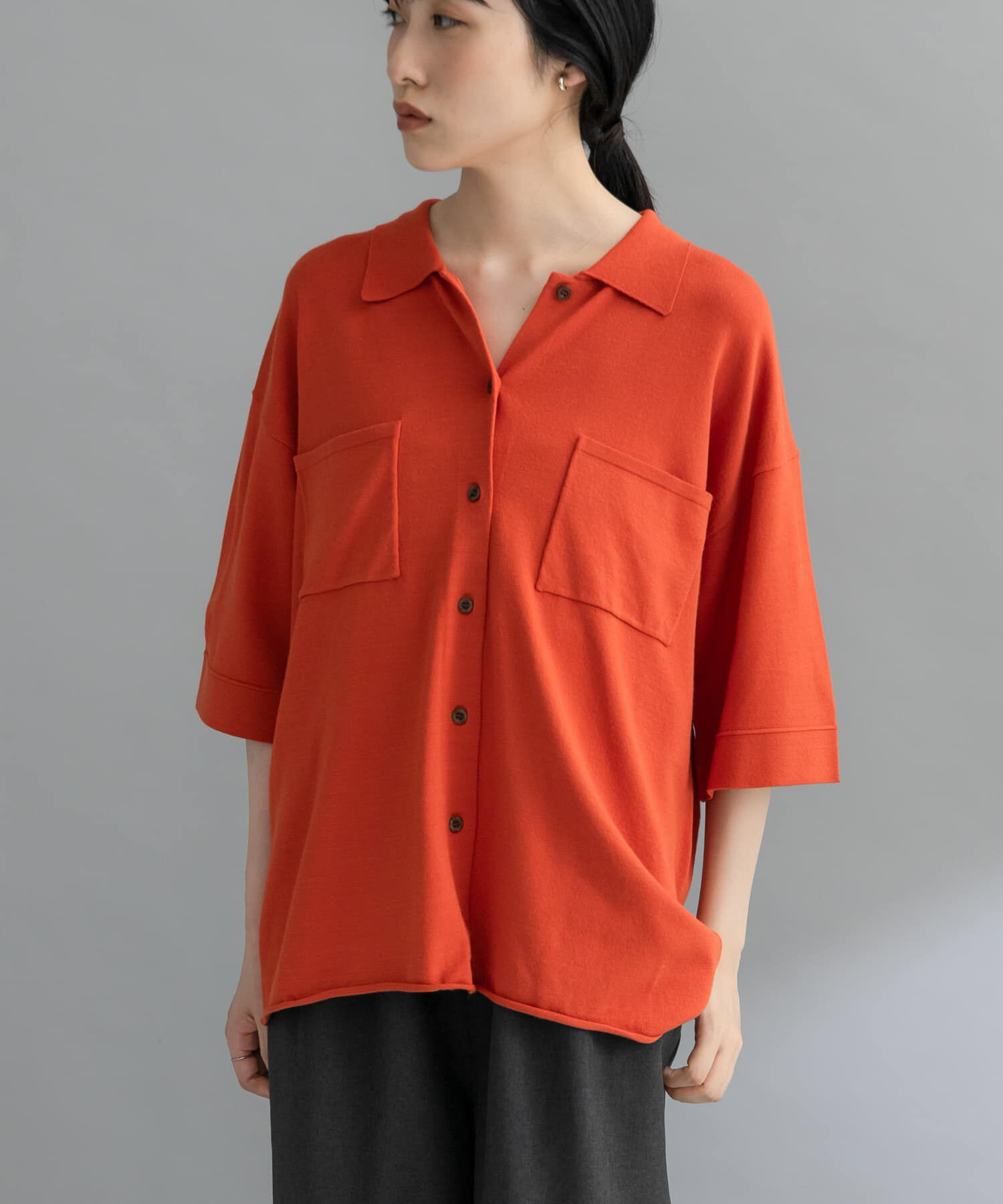  「『WEB限定』ルーズシルエットニットシャツ」|ニット・セーター|