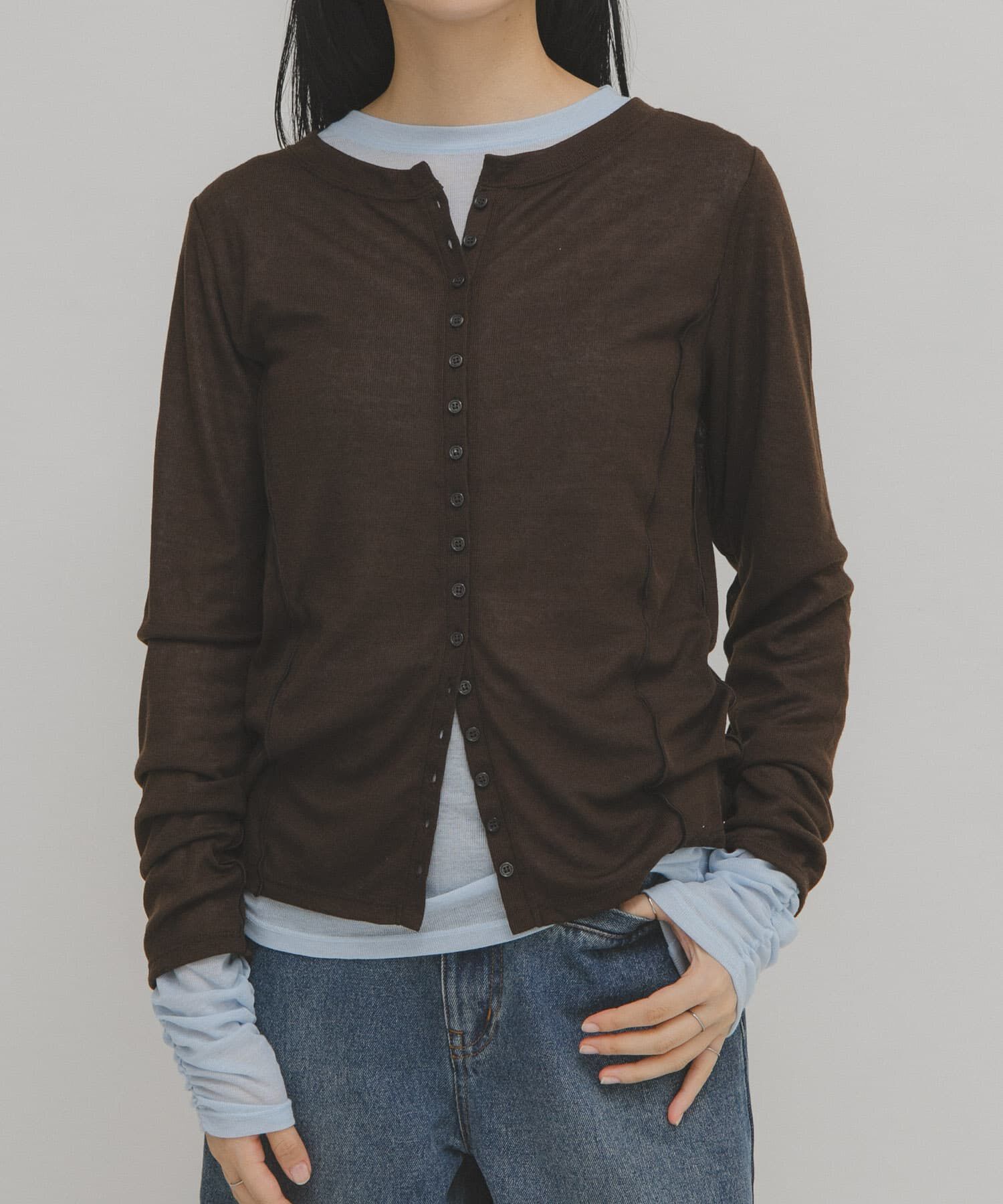  「バイカラーレイヤードカットソー」|Tシャツ・カットソー|