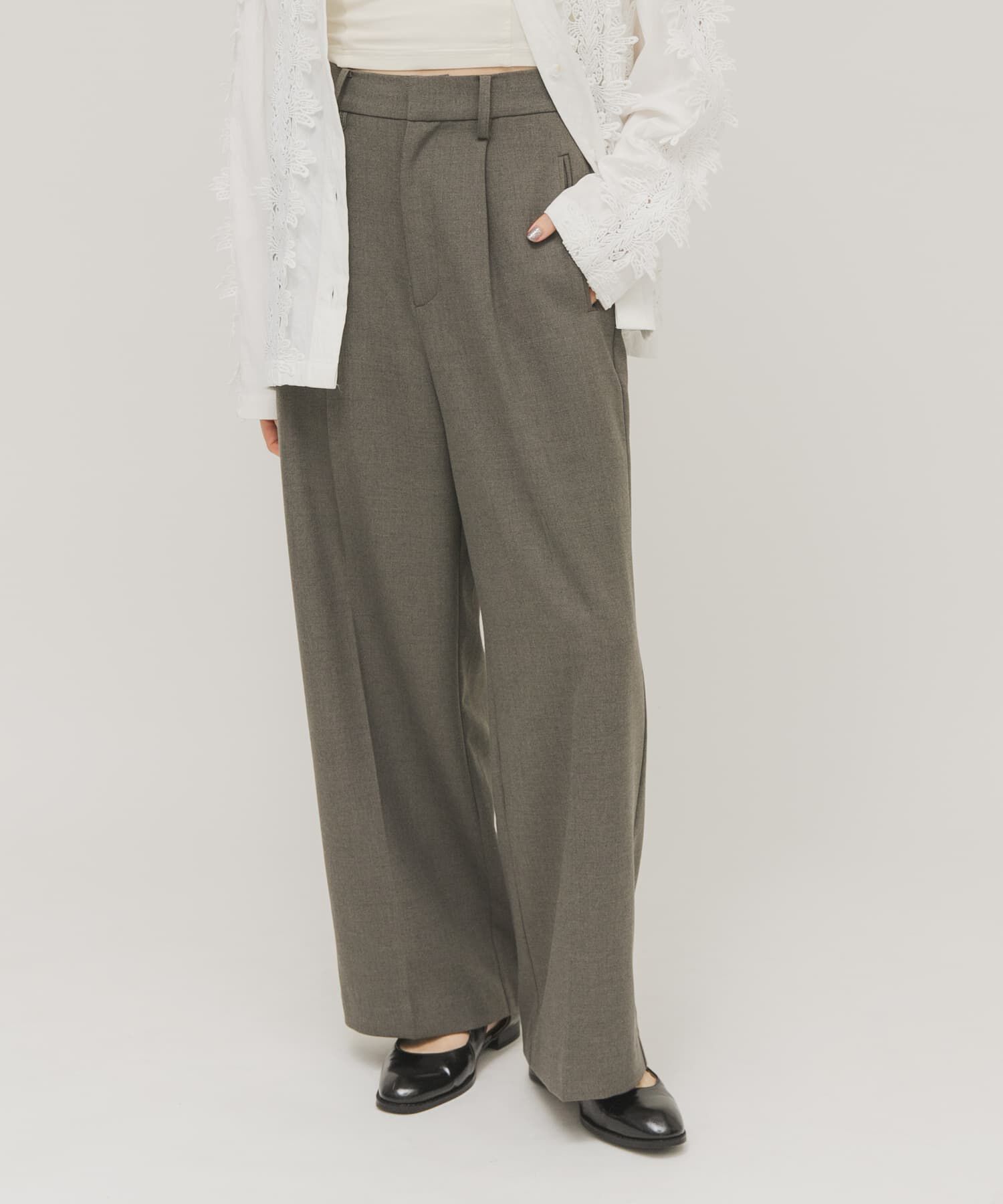  「ワンタックミニマルパンツ」|その他|グレー系その他