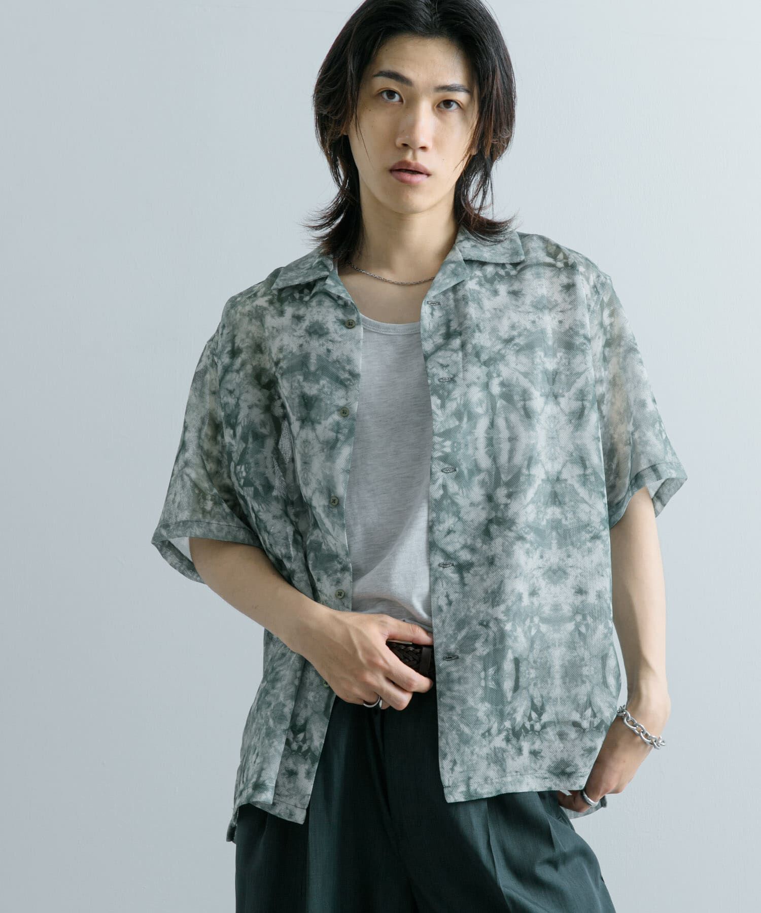 SENSE OF PLACE by URBAN RESEARCH「シアープリントオープンカラーショートスリーブシャツ」|シャツ・ブラウス|