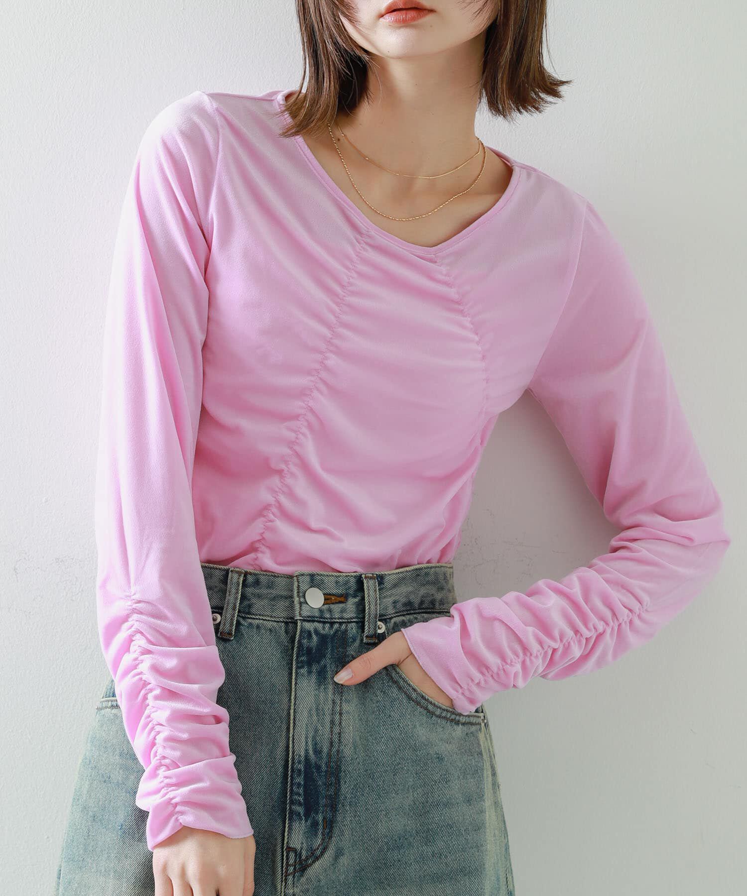 SENSE OF PLACE by URBAN RESEARCH「シアーベロアTシャツ」|Tシャツ・カットソー|ピンク