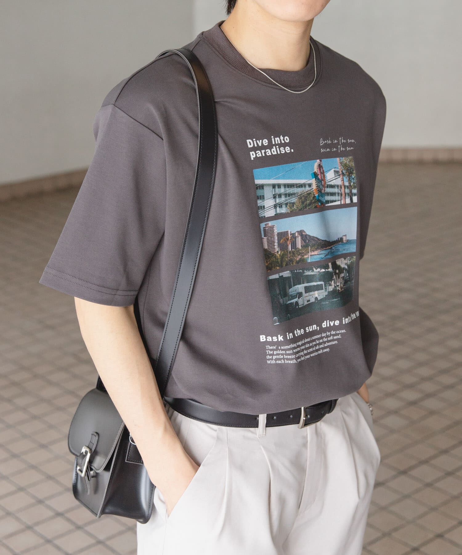 SENSE OF PLACE by URBAN RESEARCH「Cityscape photo Short-Sleeve T-shirts」|Tシャツ・カットソー|チャコールグレー