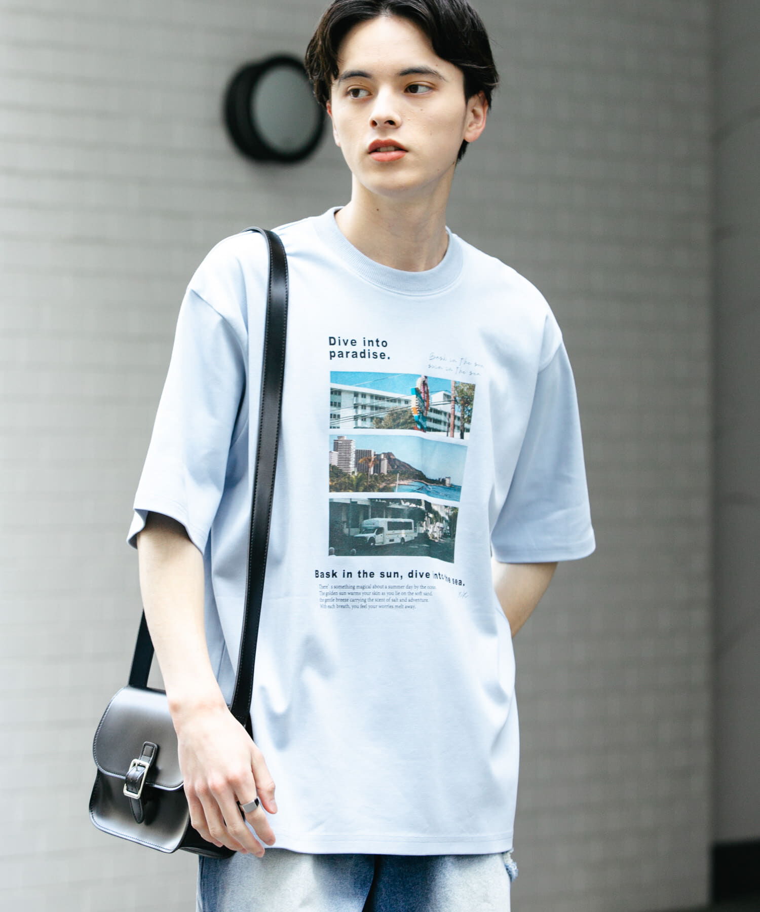 SENSE OF PLACE by URBAN RESEARCH「Cityscape photo Short-Sleeve T-shirts」|Tシャツ・カットソー|ライトブルー