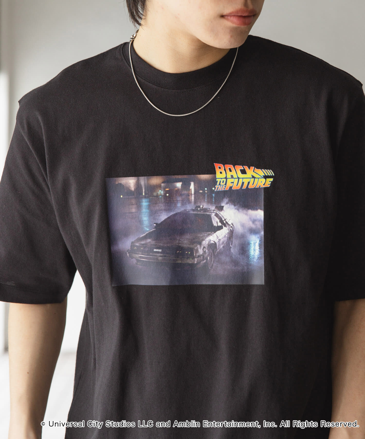 SENSE OF PLACE by URBAN RESEARCH「『別注』SENSE OF PLACE&times;BTTF クルーネックプリントTシャツ C」|Tシャツ・カットソー|ブラック