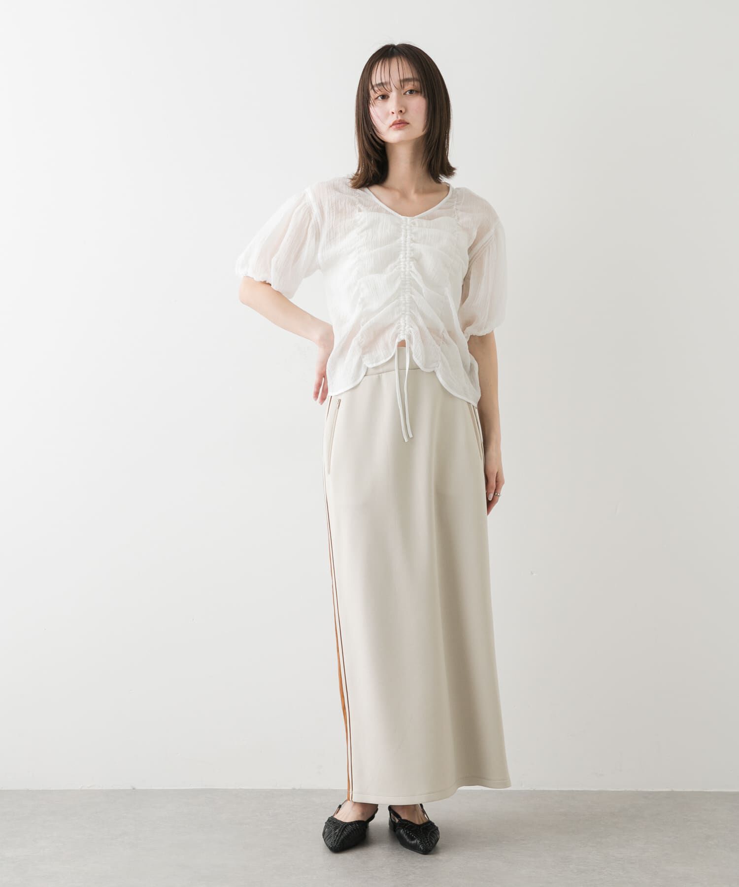 SENSE OF PLACE by URBAN RESEARCH「シャーリングブラウス(5分袖)」|シャツ・ブラウス|