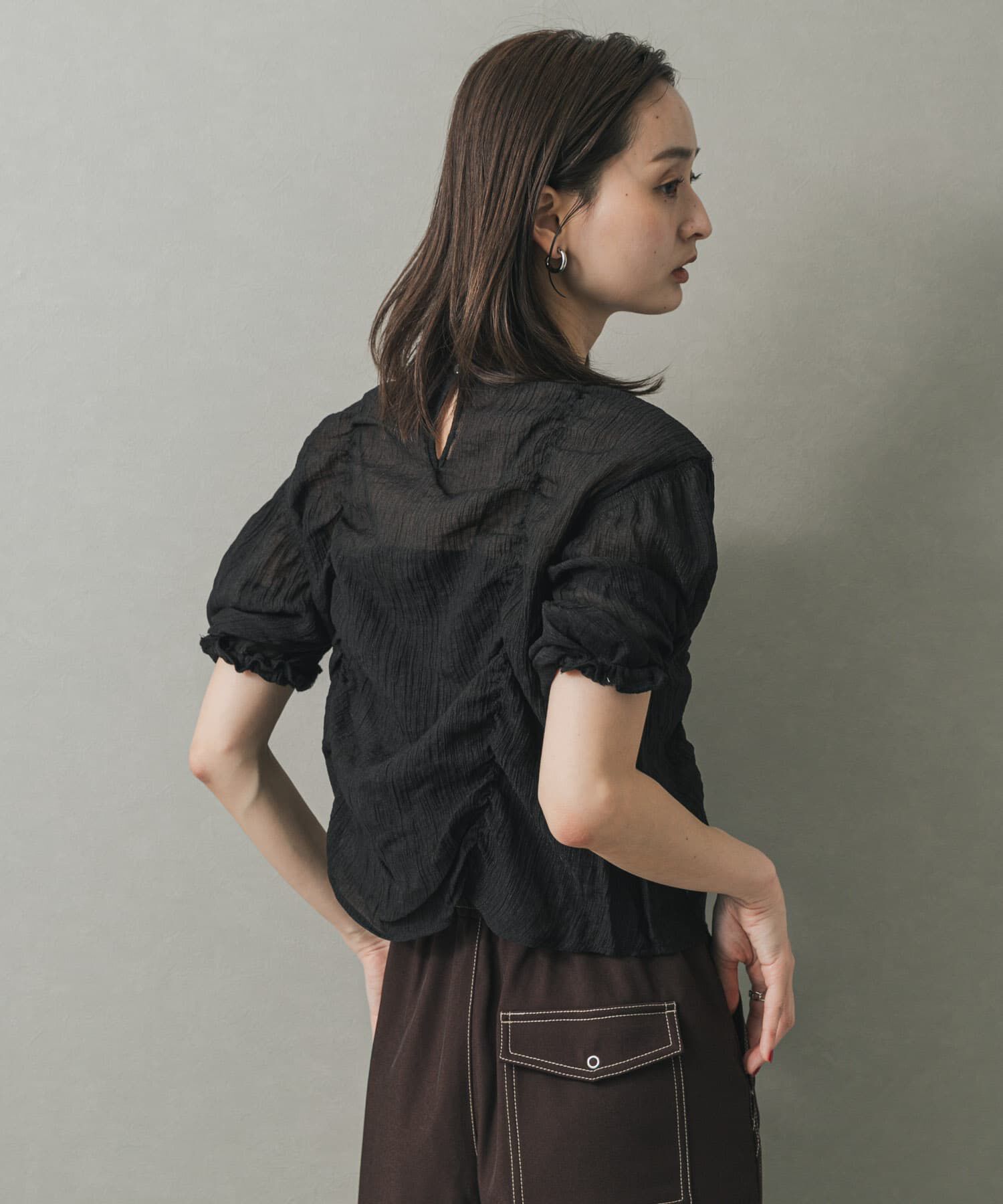 SENSE OF PLACE by URBAN RESEARCH「シャーリングブラウス(5分袖)」|シャツ・ブラウス|