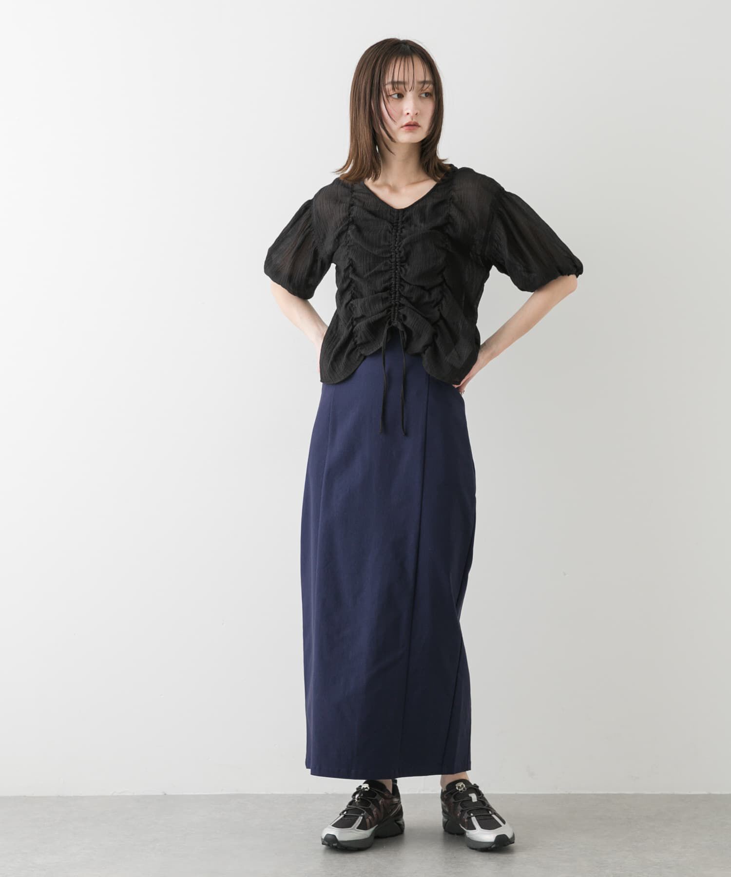 SENSE OF PLACE by URBAN RESEARCH「シャーリングブラウス(5分袖)」|シャツ・ブラウス|