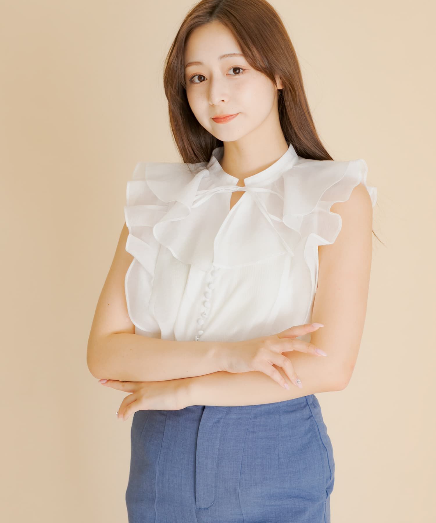 SENSE OF PLACE by URBAN RESEARCH「シアーラッフルブラウス」|シャツ・ブラウス|オフホワイト