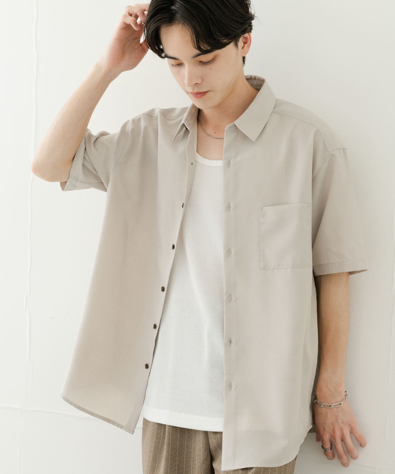 SENSE OF PLACE by URBAN RESEARCH「『ｾｯﾄｱｯﾌﾟ対応』『速乾』ｸｲｯｸﾄﾞﾗｲﾚｷﾞｭﾗｰｶﾗｰｼ 」|シャツ・ブラウス|ライトベージュ