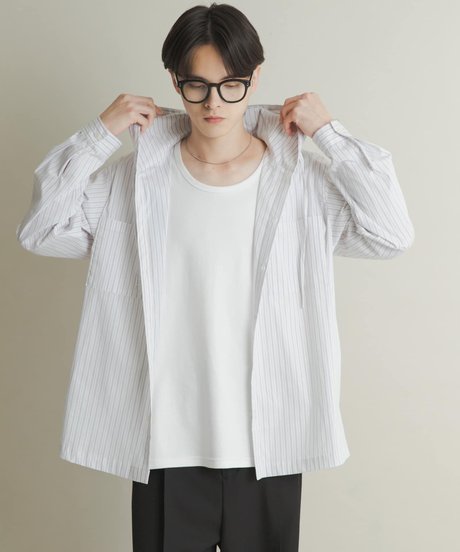 SENSE OF PLACE by URBAN RESEARCH「ストライプフーディールーズシャツ」|シャツ・ブラウス|