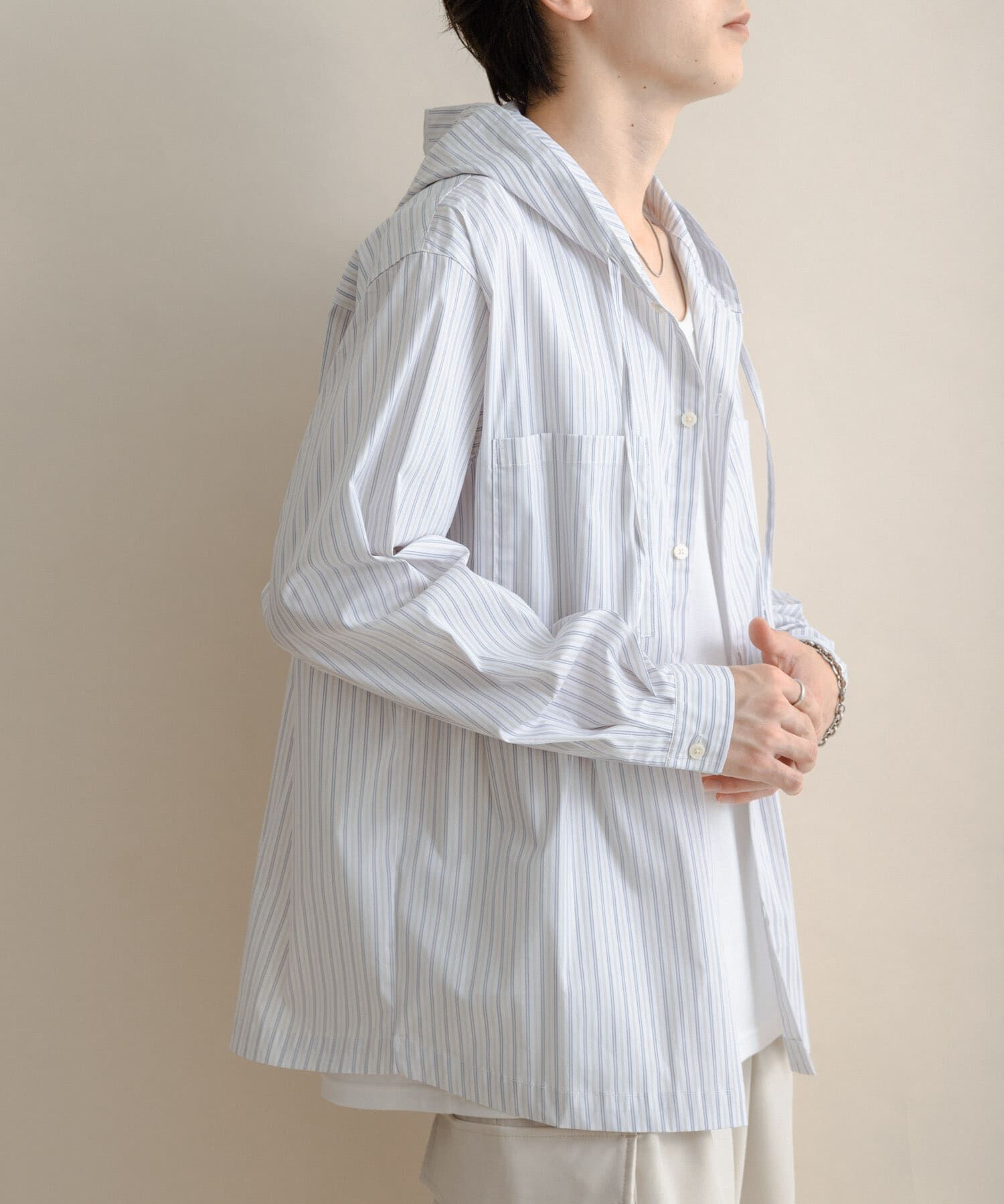 SENSE OF PLACE by URBAN RESEARCH「ストライプフーディールーズシャツ」|シャツ・ブラウス|