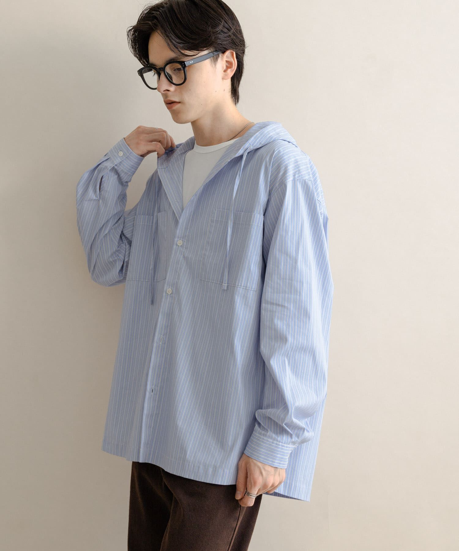 SENSE OF PLACE by URBAN RESEARCH「ストライプフーディールーズシャツ」|シャツ・ブラウス|