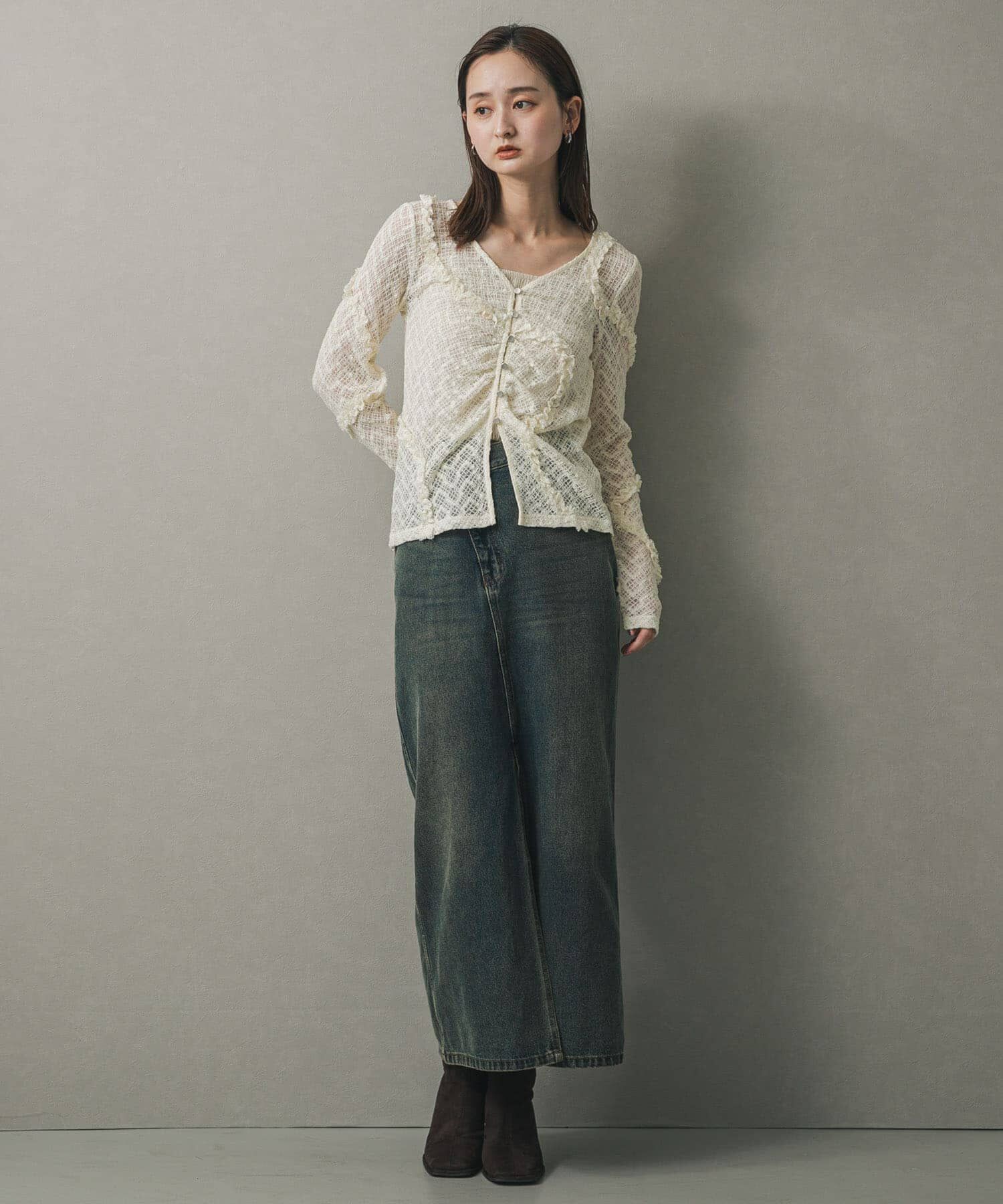 SENSE OF PLACE by URBAN RESEARCH「フロントボタンレースカーディガン」|カーディガン|