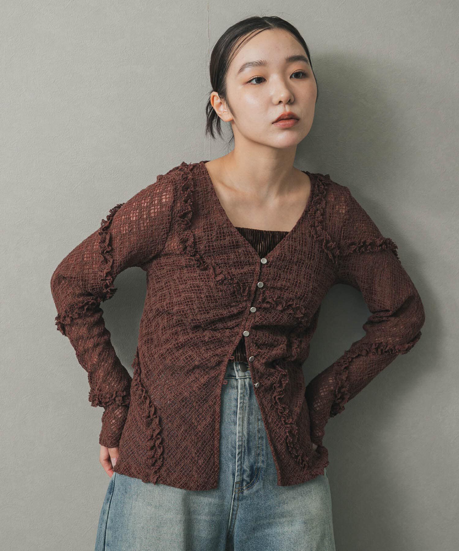 SENSE OF PLACE by URBAN RESEARCH「フロントボタンレースカーディガン」|カーディガン|