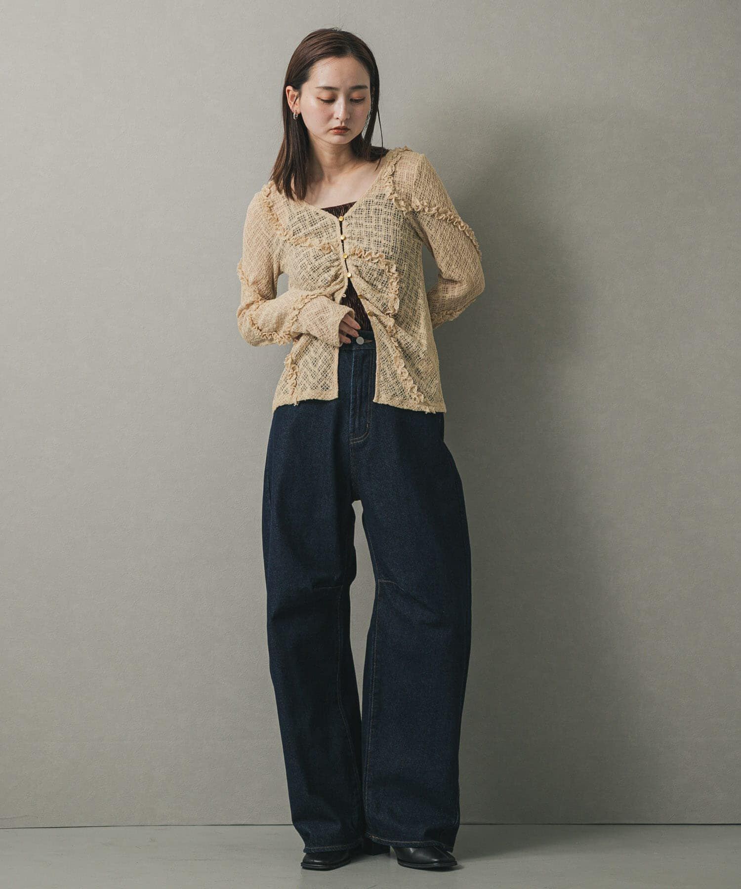 SENSE OF PLACE by URBAN RESEARCH「フロントボタンレースカーディガン」|カーディガン|