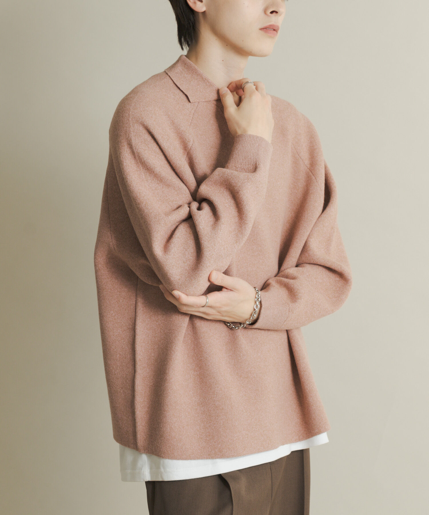 SENSE OF PLACE by URBAN RESEARCH「スウェットライクスキッパーニット」|ニット・セーター|ピンクベージュ