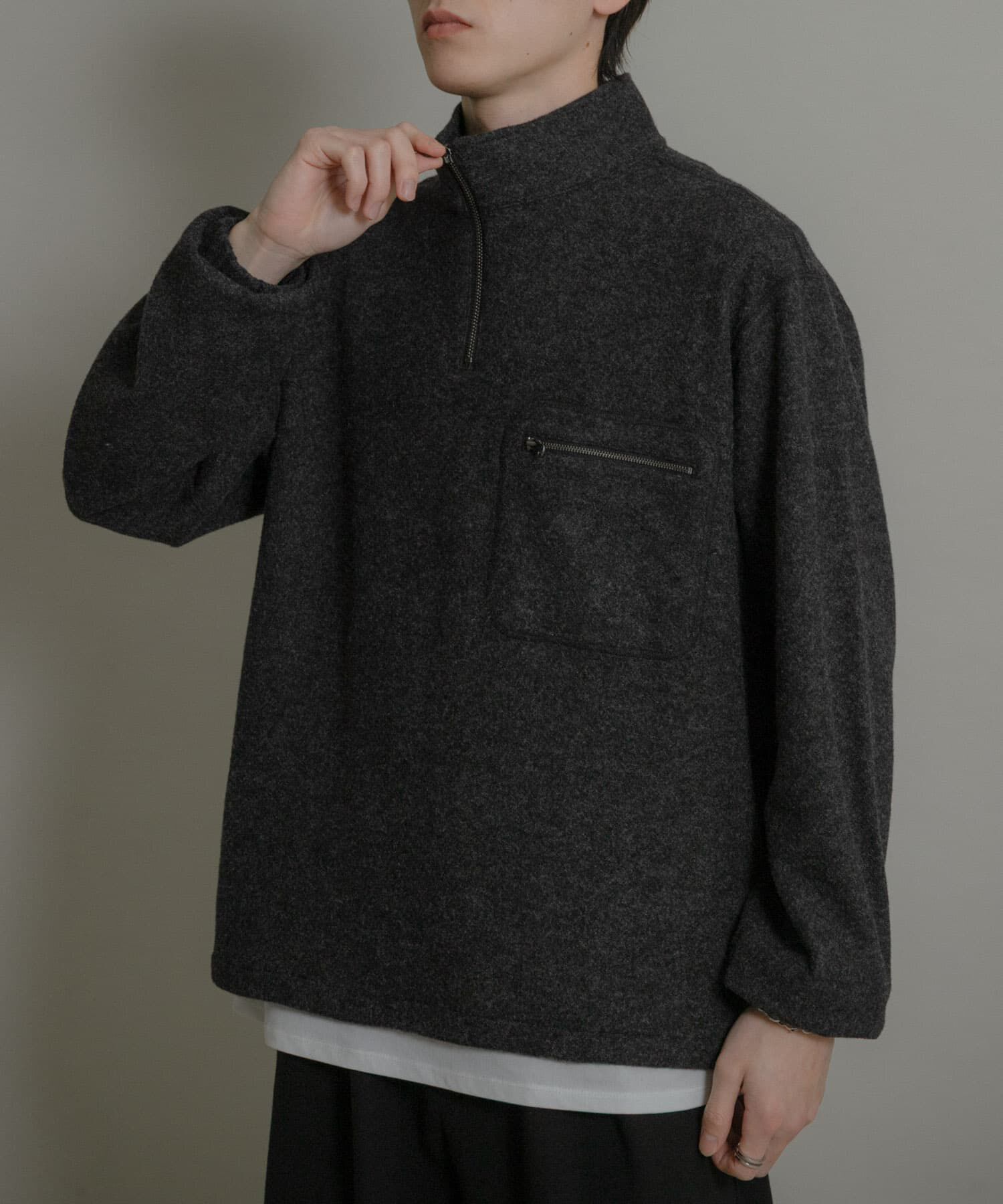 SENSE OF PLACE by URBAN RESEARCH「ウールジャージハーフZIP」|Tシャツ・カットソー|チャコールグレー