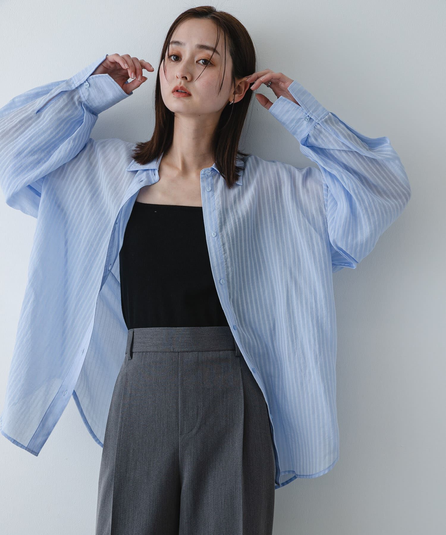 SENSE OF PLACE by URBAN RESEARCH「『接触冷感/速乾』シアーストライプアレンジシャツ」|シャツ・ブラウス|