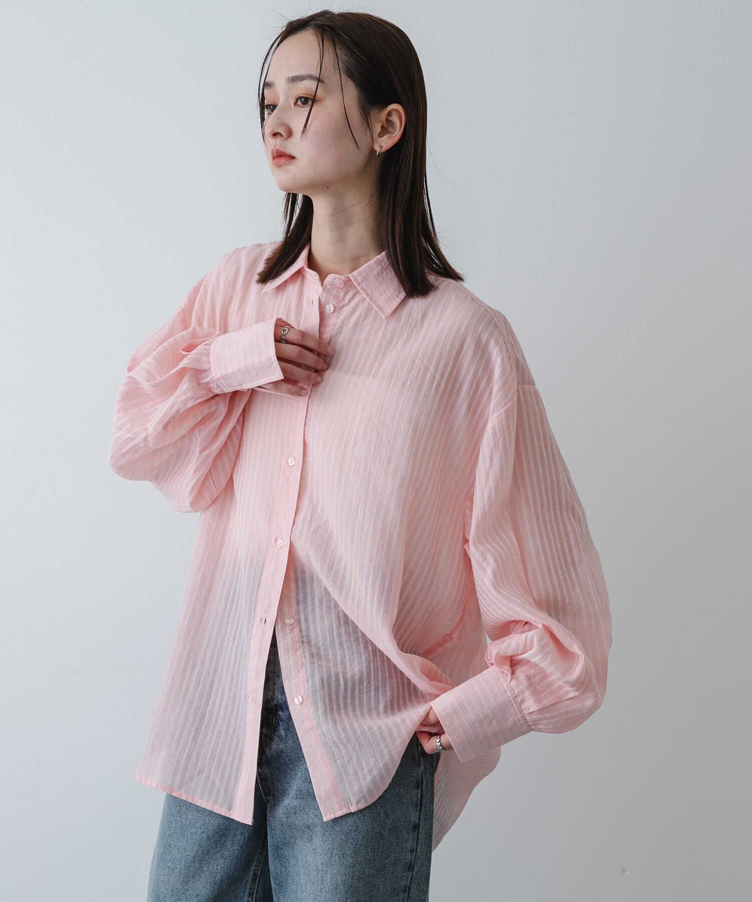 SENSE OF PLACE by URBAN RESEARCH「『接触冷感/速乾』シアーストライプアレンジシャツ」|シャツ・ブラウス|