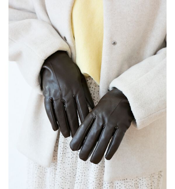  「ギャザーフェイクレザーグローブ」|手袋|