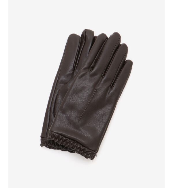  「ギャザーフェイクレザーグローブ」|手袋|