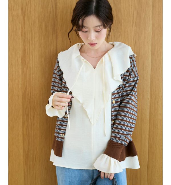  「リングボタンクルーカーディガン」|カーディガン|